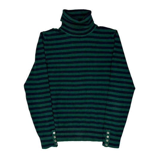 Tommy Hilfiger Striped Rollneck - Small Green Knitted