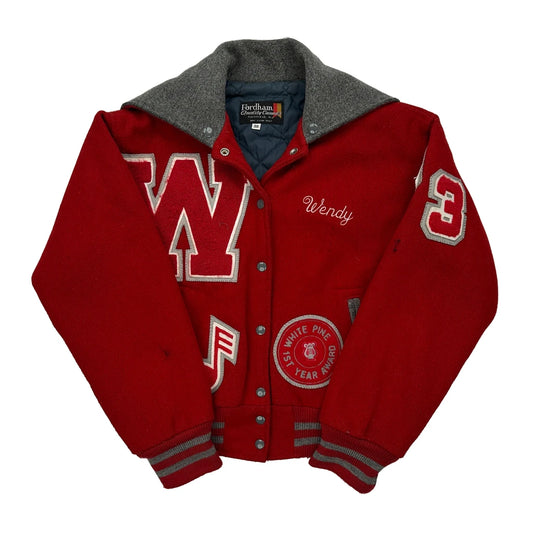 1993 Fordham College Varsity Jacket - Small Red Wool