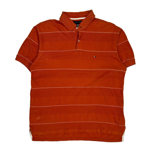 Tommy Hilfiger Striped Polo Shirt - XL Orange Cotton