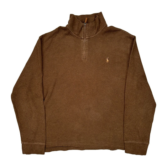 Polo By Ralph Lauren 1/4 Zip - XL Brown Cotton