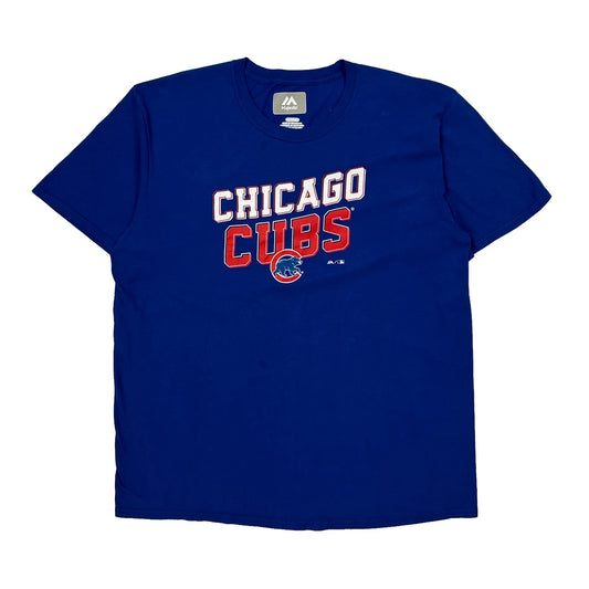 Chicago Cubs Majestic Mlb T-Shirt - XL Blue Cotton