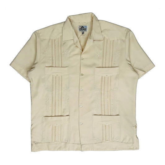 70S Izamal Short Sleeve Shirt - Large Cream Viscose