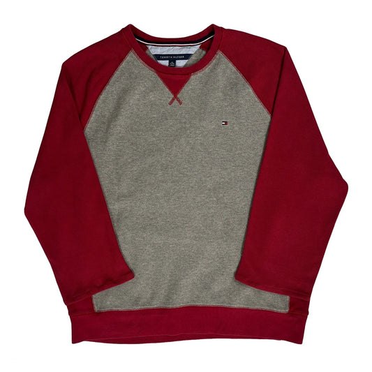 Tommy Hilfiger Raglan Two Tone Sweatshirt - XL Grey Cotton