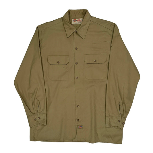Dickies Shirt - Large Khaki Cotton Blend