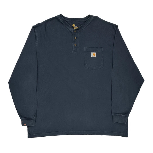 Carhartt Long Sleeve T-Shirt - 2XL Blue Cotton