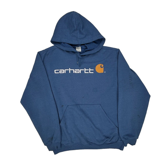 Carhartt Hoodie - Large Blue Cotton Blend
