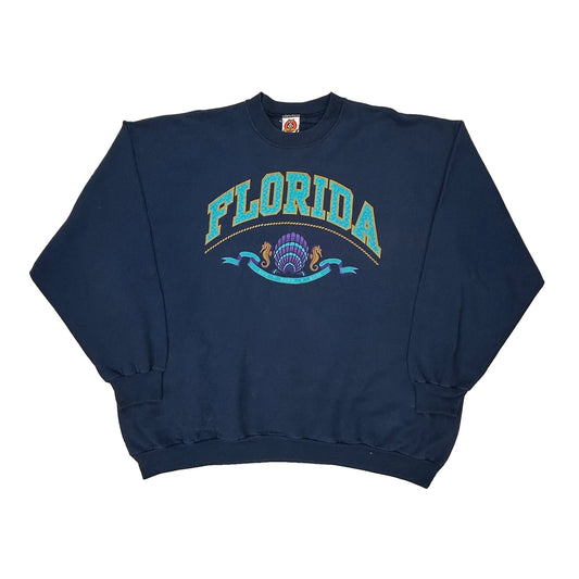 Made In USA Florida Looney Tunes Graphic Sweatshirt - XL Navy Cotton Blend