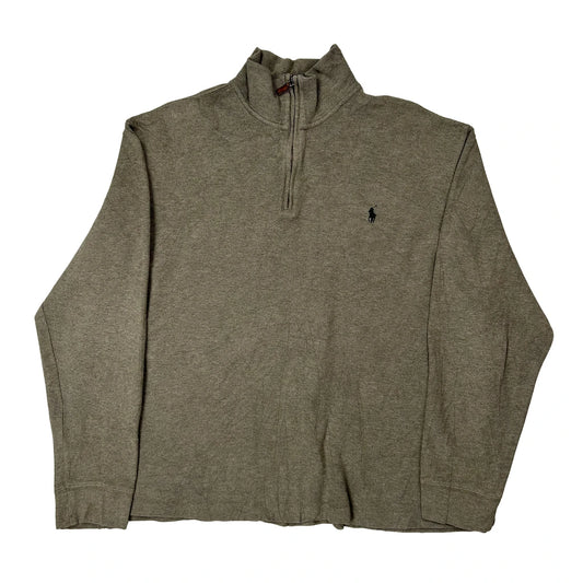 Vintage None Polo By Ralph Lauren 1/4 Zip - XL Grey Cotton
