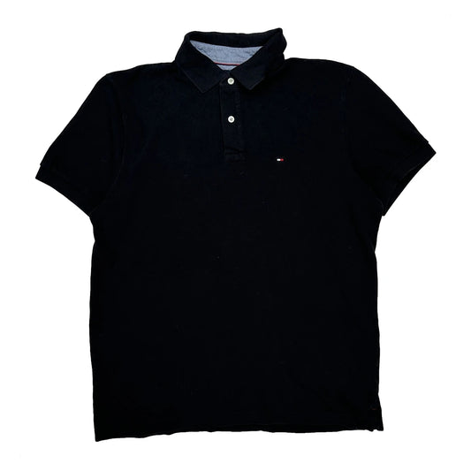 Vintage Tommy Hilfiger Polo Shirt - Large Black Cotton