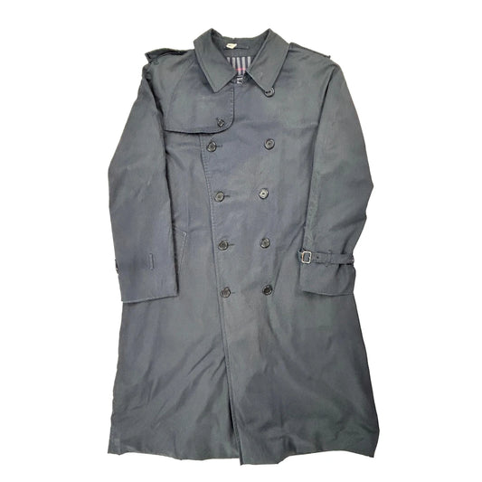 Burberry Double Breasted Trench Coat - Large Grey Cotton
