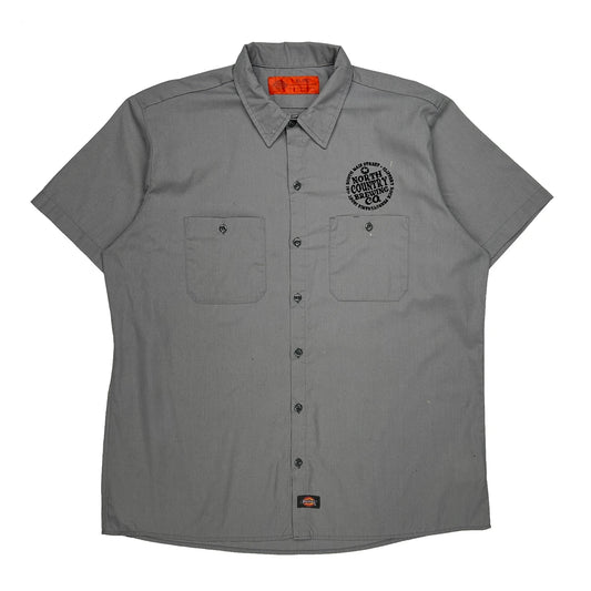 Vintage Dickies Short Sleeve Shirt - XL Grey Polyester Blend
