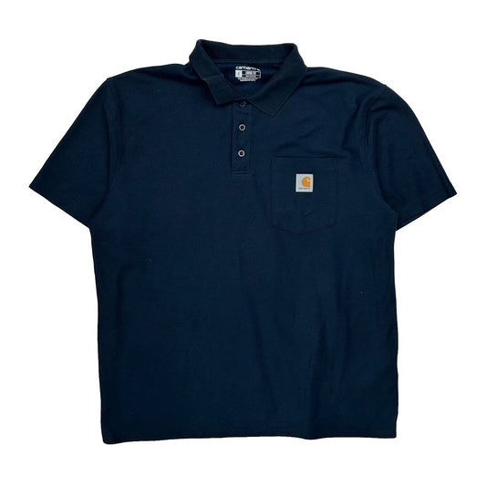 Vintage Carhartt Polo Shirt - Large Navy Cotton
