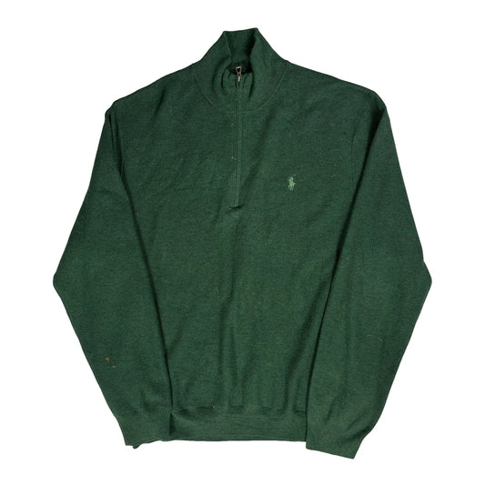 Pima Cotton Polo By Ralph Lauren 1/4 Zip - 2XL Green Cotton