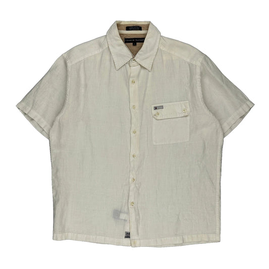 Tommy Hilfiger Short Sleeve Shirt - Large Cream Linen