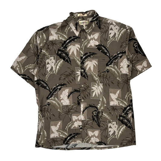 Campia Floral Hawaiian Shirt - Large Black Viscose