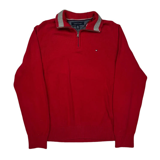 Tommy Hilfiger 1/4 Zip - Large Red Cotton