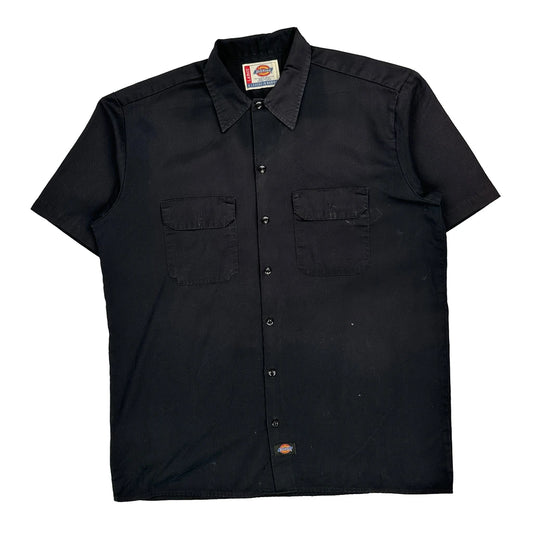 Dickies Short Sleeve Shirt - Large Black Polyester Blend