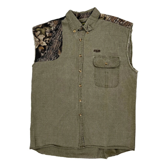 Scottish Greys Camo Denim Gilet - Large Khaki Cotton
