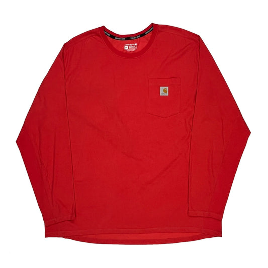 Carhartt Long Sleeve T-Shirt - 2XL Red Cotton