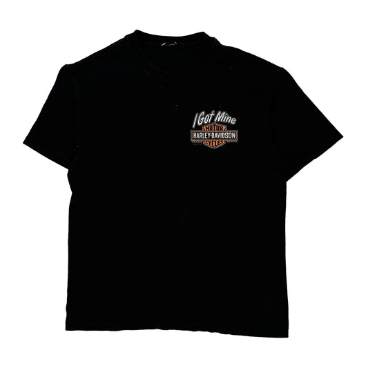 Harley Davidson Graphic T-Shirt - Large Black Cotton