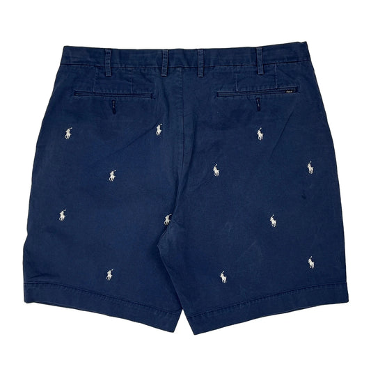 Vintage Stretch Classic Fit Polo By Ralph Lauren Chino Shorts - 38W 6L Navy Cotton