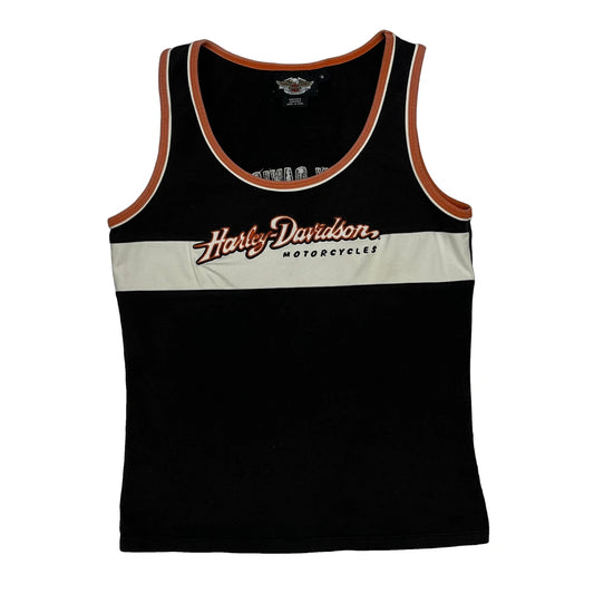 Vintage Motorcycles Harley Davidson Graphic Vest - Medium Black Cotton