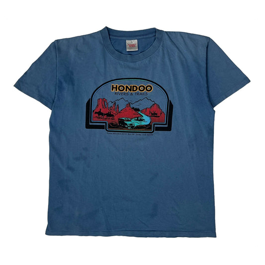Rivers & Trails Oneita Graphic T-Shirt - Large Blue Cotton
