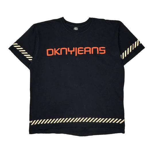 Vintage Dkny Spellout T-Shirt - XL Black Cotton