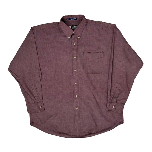 Vintage Chaps Ralph Lauren Checked Shirt - XL Burgundy Cotton Blend