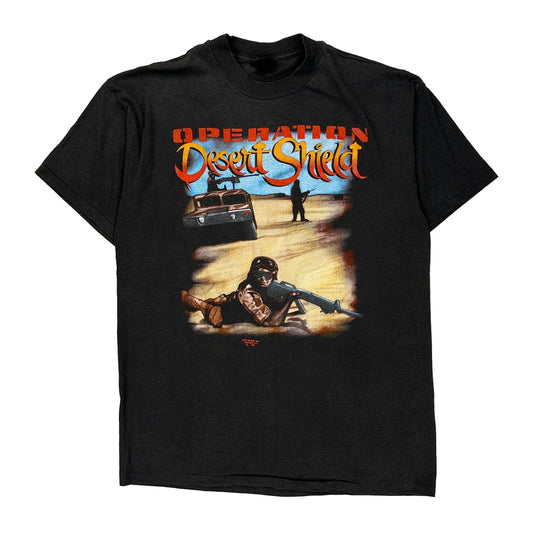 Operation Desert Shield Just Brass Single Stitch T-Shirt - XL Black Cotton