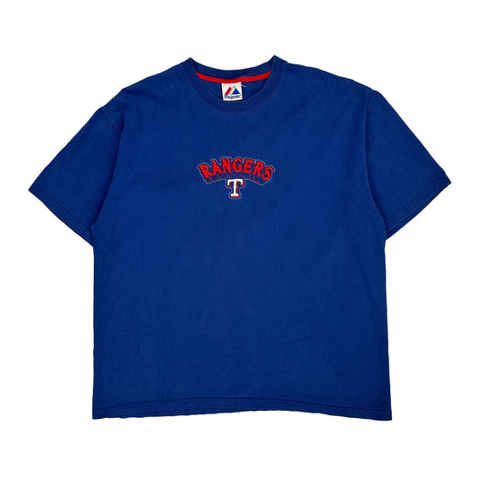 Rangers Majestic Mlb T-Shirt - XL Blue Cotton