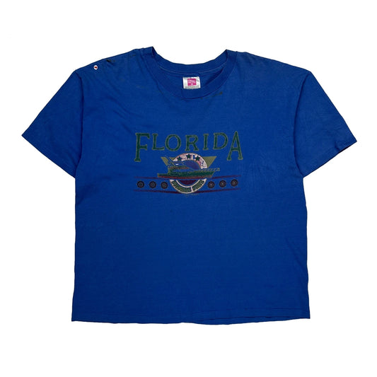 Vintage Florida Hanes Single Stitch T-Shirt - Large Blue Cotton