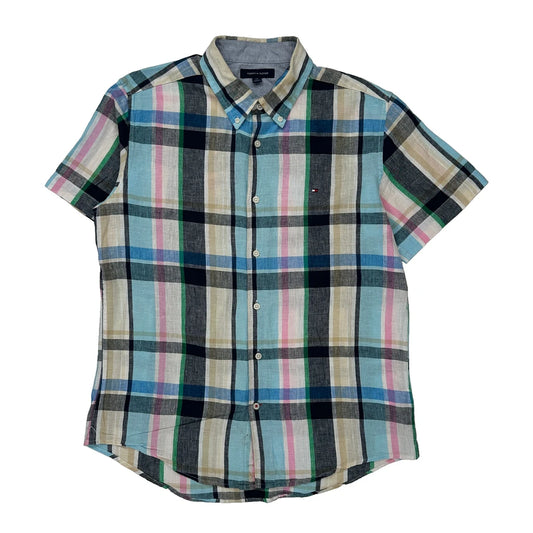 Tommy Hilfiger Checked Short Sleeve Shirt - Large Multicoloured Cotton
