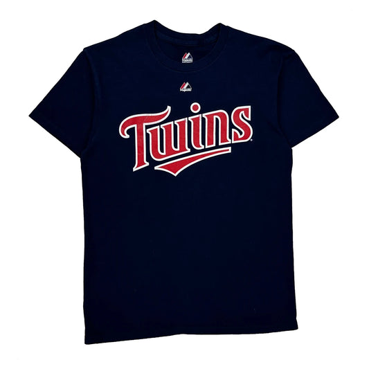 Vintage Twins Majestic Mlb T-Shirt - Medium Navy Cotton