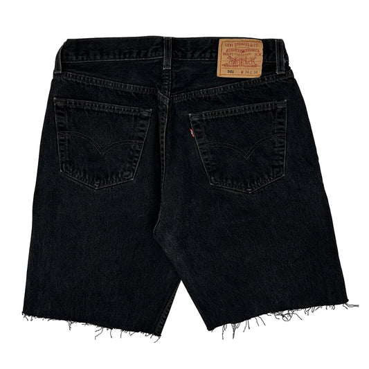 Vintage Levis Cut Off Denim Shorts - 32W 10L Black Denim