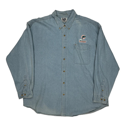 Miami Dolphins Lee Sport Denim Shirt - 2XL Light Wash Cotton