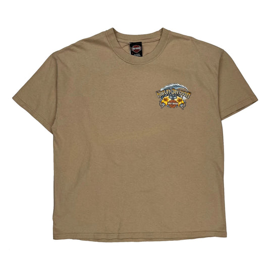 Two Wheels Harley Davidson Graphic T-Shirt - XL Beige Cotton