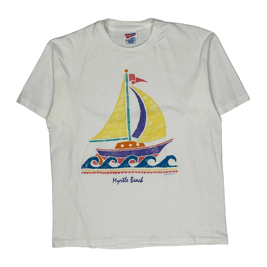 Vintage Myrtle Beach Hanes Graphic T-Shirt - Large White Cotton