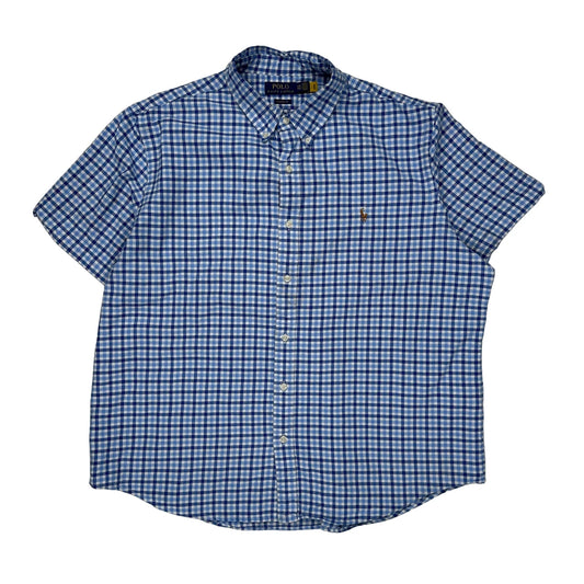 Polo By Ralph Lauren Checked Short Sleeve Shirt - 2XL Blue Cotton