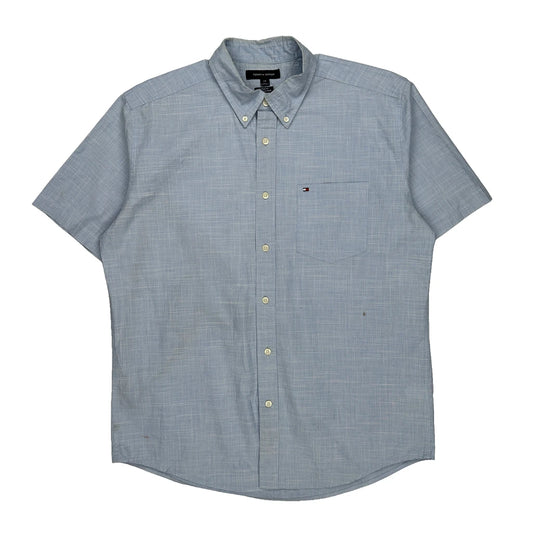 Tommy Hilfiger Short Sleeve Shirt - Large Blue Cotton