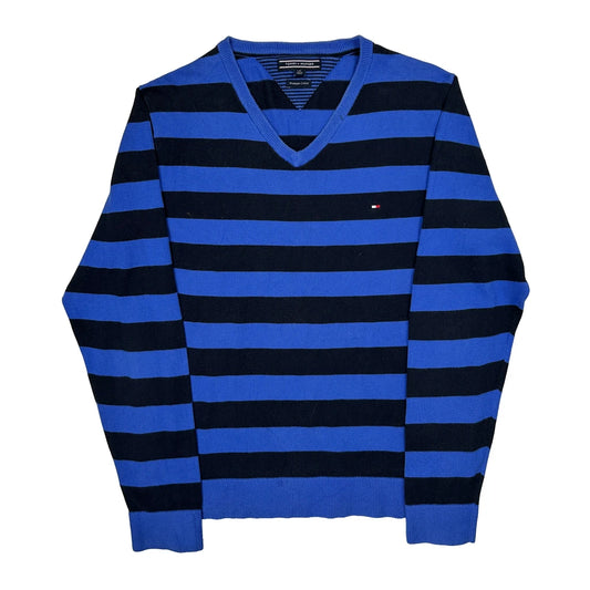 Vintage Tommy Hilfiger Striped Jumper - Large Blue Cotton