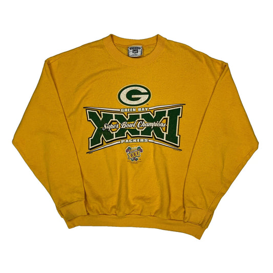 Green Bay Packers Lee Football Sweatshirt - XL Yellow Cotton Blend
