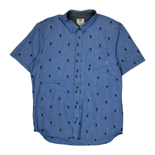 Vintage Vans Short Sleeve Shirt - Medium Blue Cotton