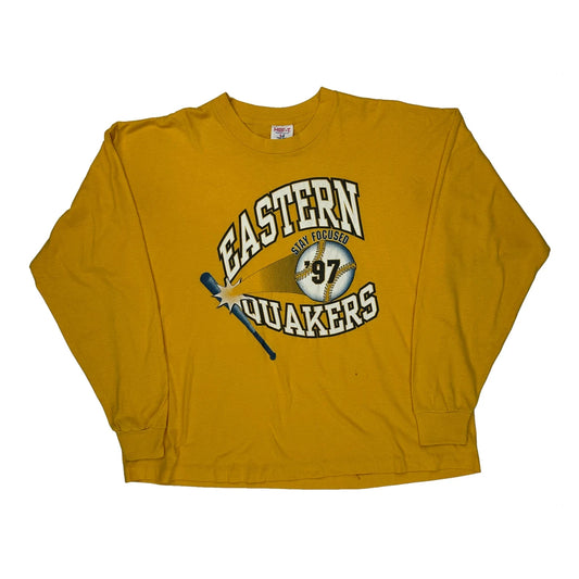 Eastern Quakers Tee Jays Single Stitch Long Sleeve T-Shirt - XL Yellow Cotton