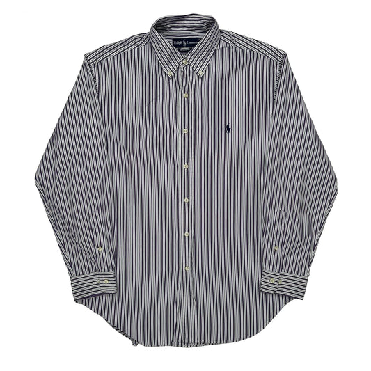 Vintage Ralph Lauren Striped Shirt - Large Blue Cotton
