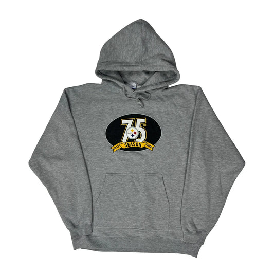 Vintage Pittsburgh Steelers Reebok Nfl Hoodie - Large Grey Cotton Blend
