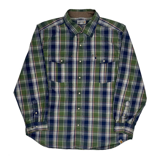 Carhartt Checked Flannel Shirt - XL Green Cotton