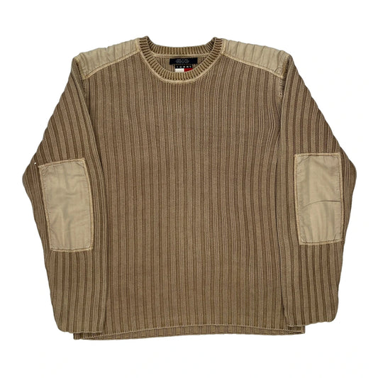 Tommy Jeans Striped Jumper - Large Beige Cotton
