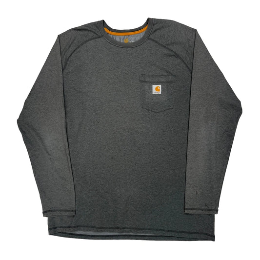 Carhartt Long Sleeve T-Shirt - XL Grey Polyester
