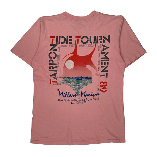 Oneita Single Stitch T-Shirt - Large Pink Cotton